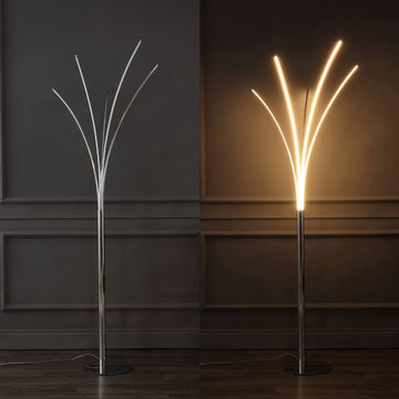 Fuochi 71" Modern Minimalist Metal 5-Branch Arc Dimmable Integrated LED Floor Lamp with Remote Control - JONATHAN Y
